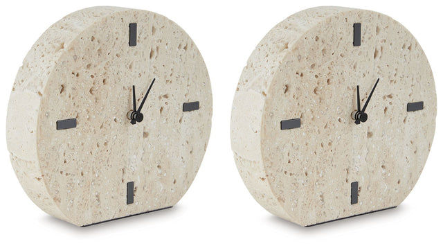Donfordson - Table Clock Beige 2 Pieces by Signature Design by Ashley® | Bel Furniture