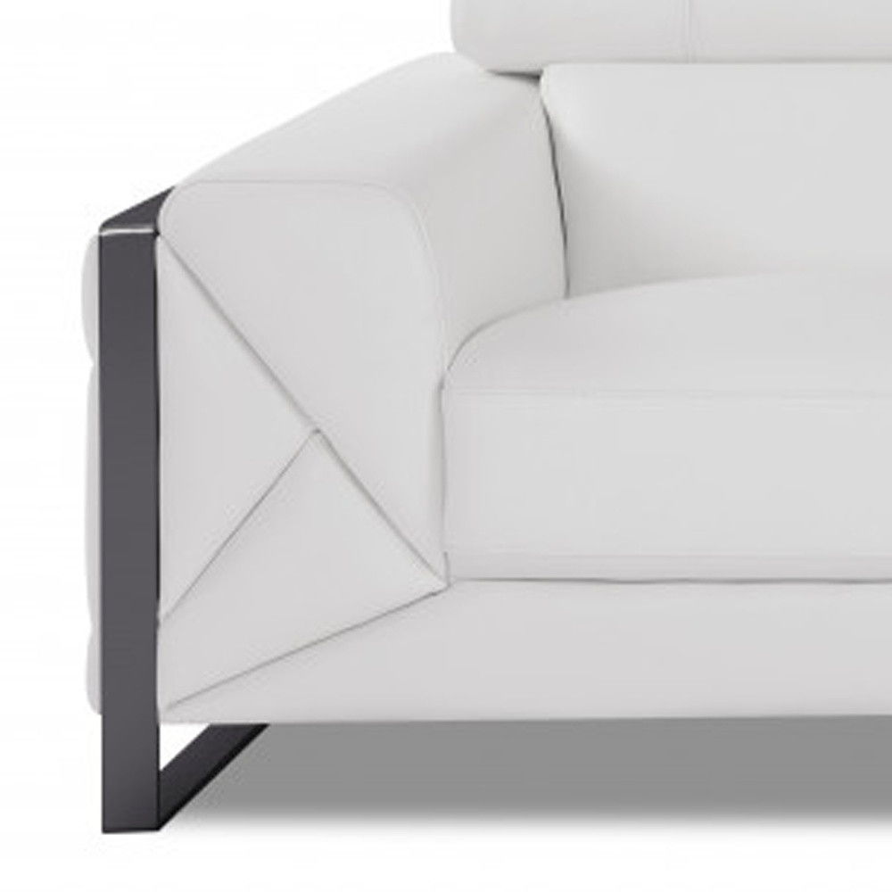 Italian Leather Sofa With Silver - White