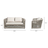 Everly - Frame Barrel Deep Seating Patio Loveseat Sofa Axroma Olefin - Oat Beige by Jennifer Taylor Home | Bel Furniture