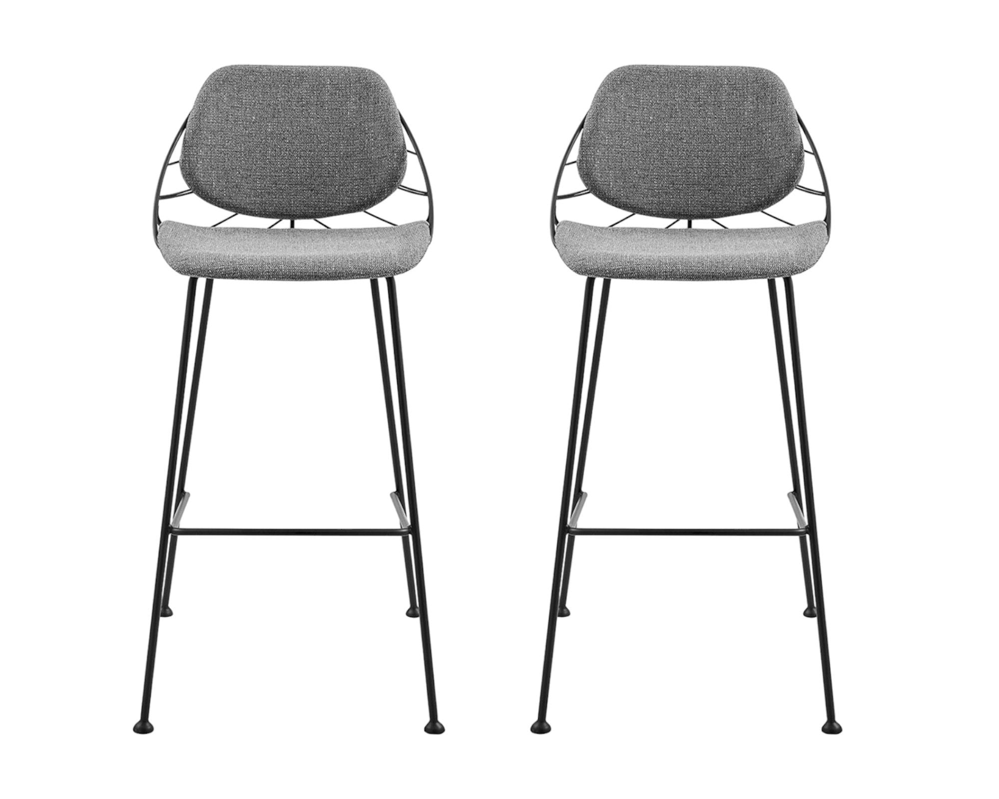 Steel Low Back Bar Height Bar Chairs (Set of 2) - Light Gray / Black