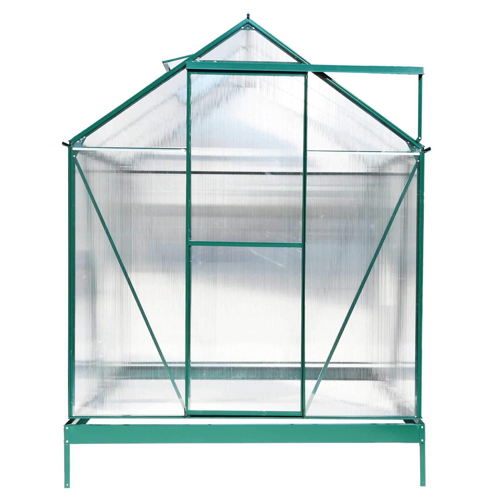 Polycarbonate Greenhouse, Heavy Duty Outdoor Aluminum Walk-In Green House Kit With Rain Gutter, Vent And Door For Backyard Garden