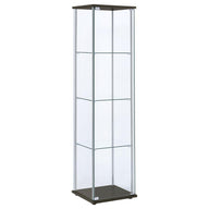Bellatrix - 4-Shelf Clear Glass Curio Cabinet Dark Brown by CoasterEveryday | Bel Furniture