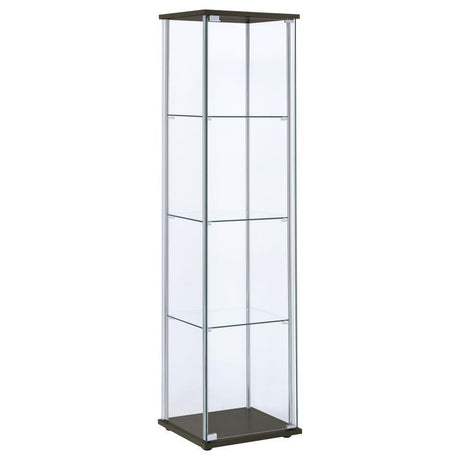 Bellatrix - 4-Shelf Clear Glass Curio Cabinet Dark Brown by CoasterEveryday | Bel Furniture