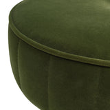 Riley - Round Footstool Ottoman - Olive Green by Jennifer Taylor Home | Bel Furniture