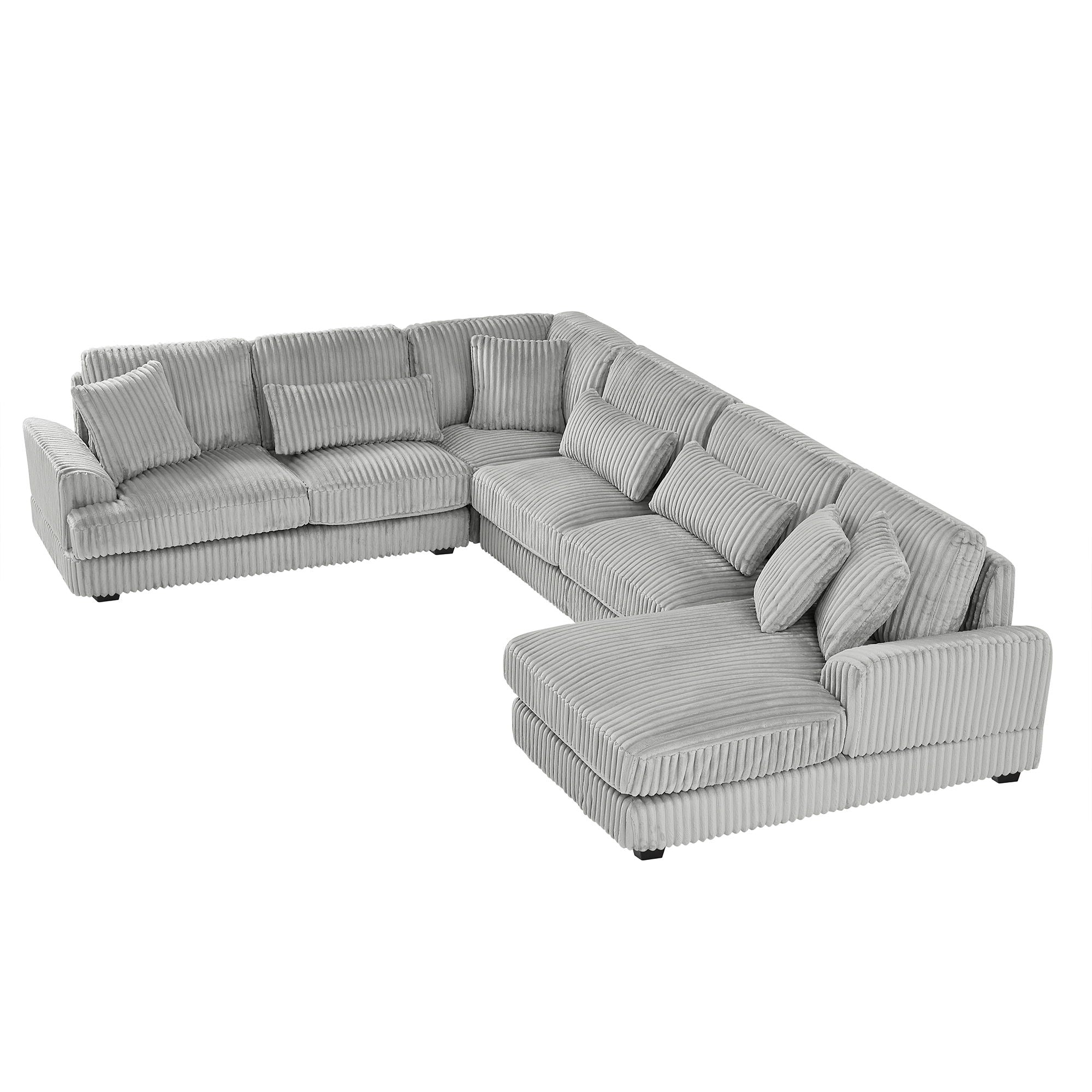 Oversized Sectional Sofa U - Shaped Sofa Couch Modern Sofa Upholstered In Soft Corduroy With A Chaise Lounge For Living Room