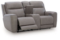 5Z-Comfort - Relaxation - Power Reclining Loveseat with Console / Adj Headrest Dark Gray by Signature Design by Ashley® | Bel Furniture