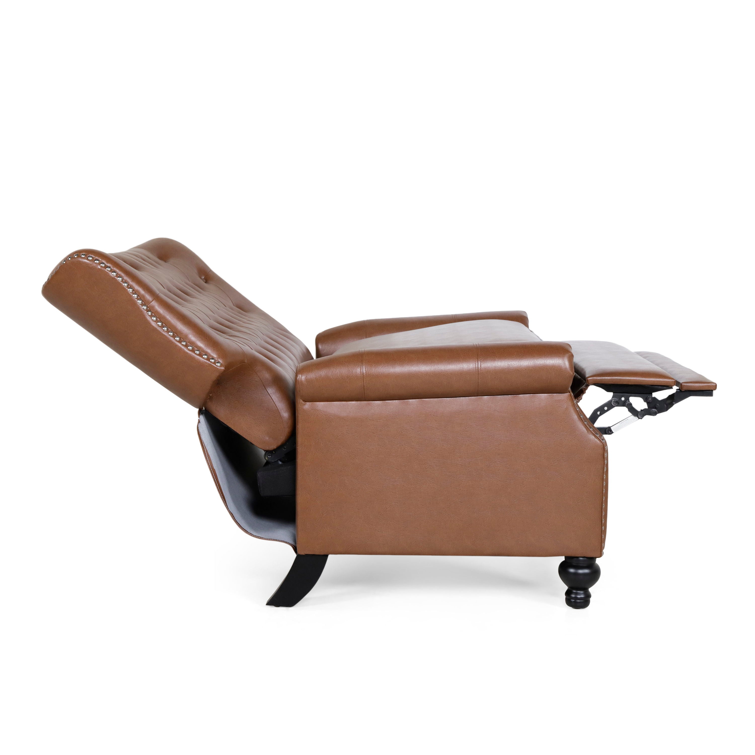 Oversize Faux Leather Recliner Chair - Light Brown