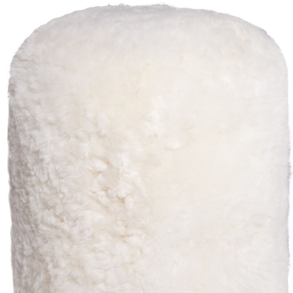 Short Hair Sheepskin Stump Pouf - White