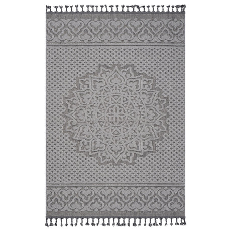 Guros - 4' X 6' Medallion Indoor / Outdoor Area Rug - Gray / White by Naar Rug | Bel Furniture