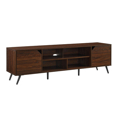 Contemporary 2 Door Minimalist TV Stand Dark Brown 20.25"W x 70"D x 15.75"H by Walker Edison | Bel Furniture