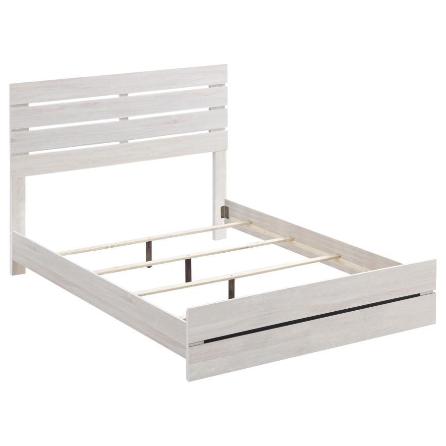 Brantford - Wood Panel Bed White King by CoasterEveryday | Bel Furniture
