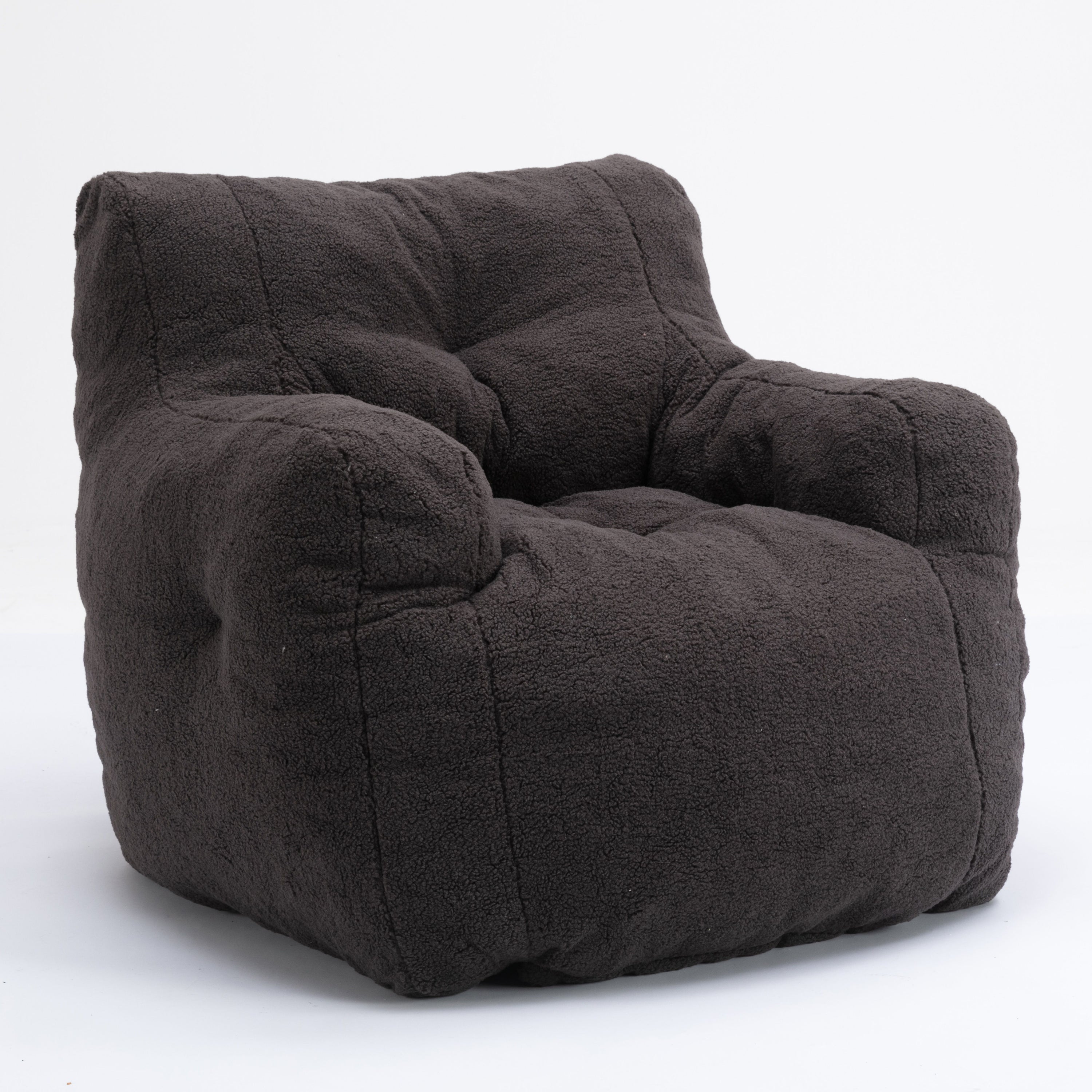 Soft Teddy Fabric Tufted Foam Bean Bag Chair With Teddy Fabric