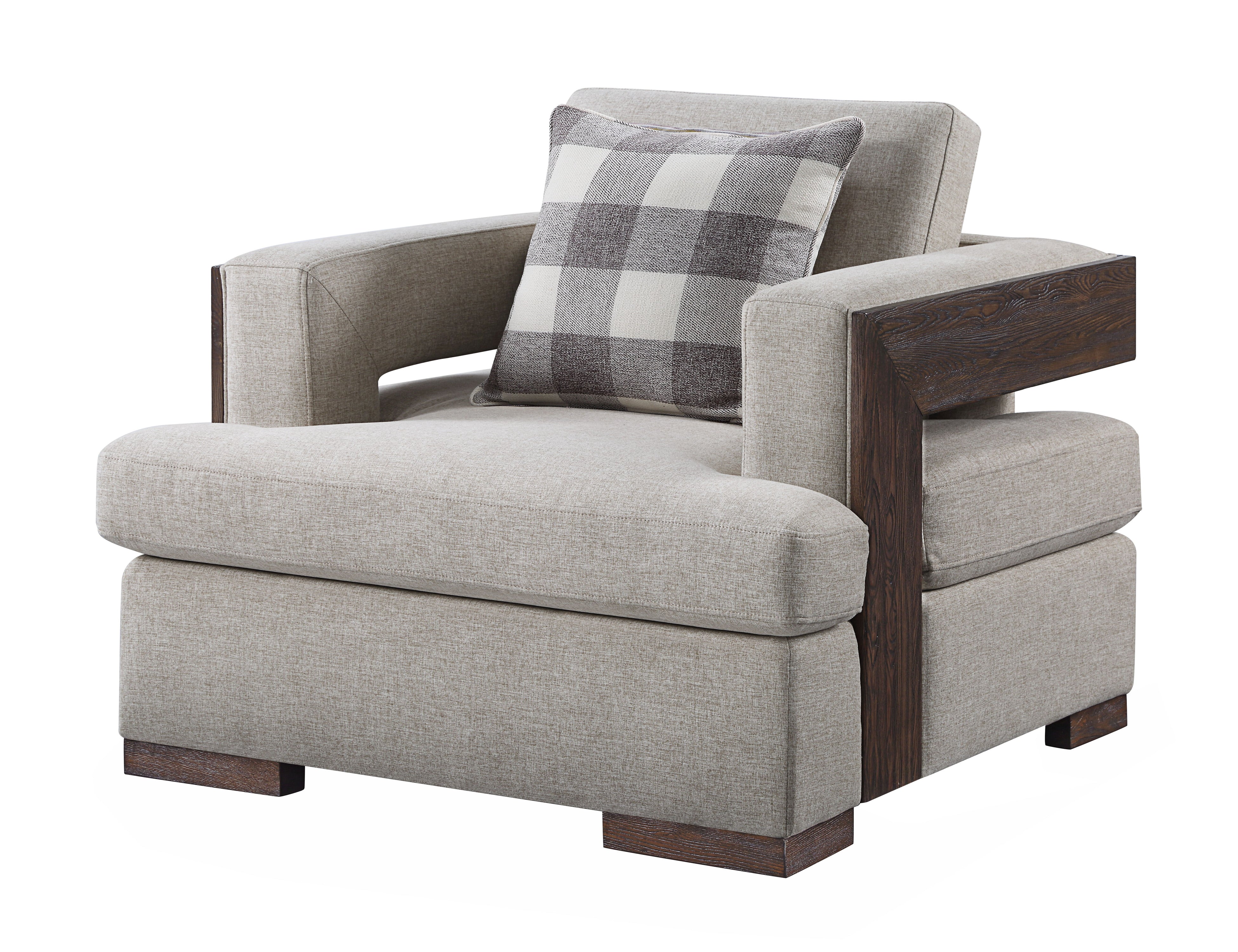 Niamey - 3 Piece Living Room Set With Toss Pillows - Walnut