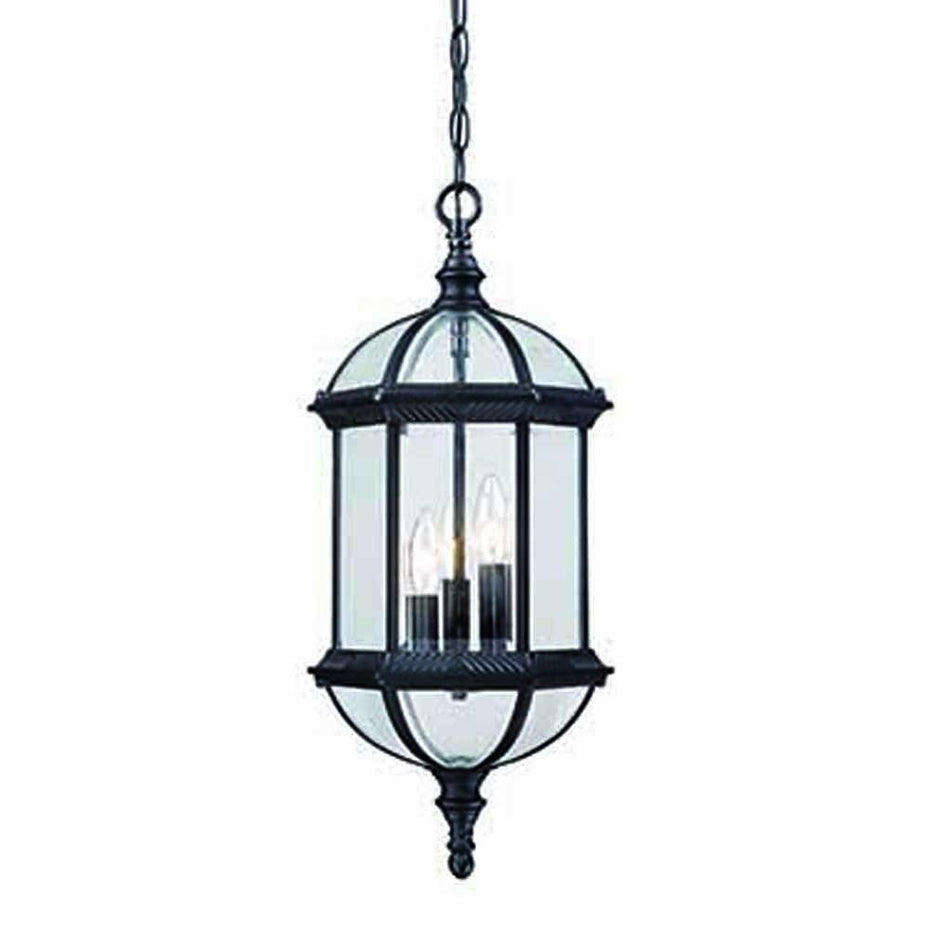 Three Light Eastern Lantern Hanging Light - Matte Black