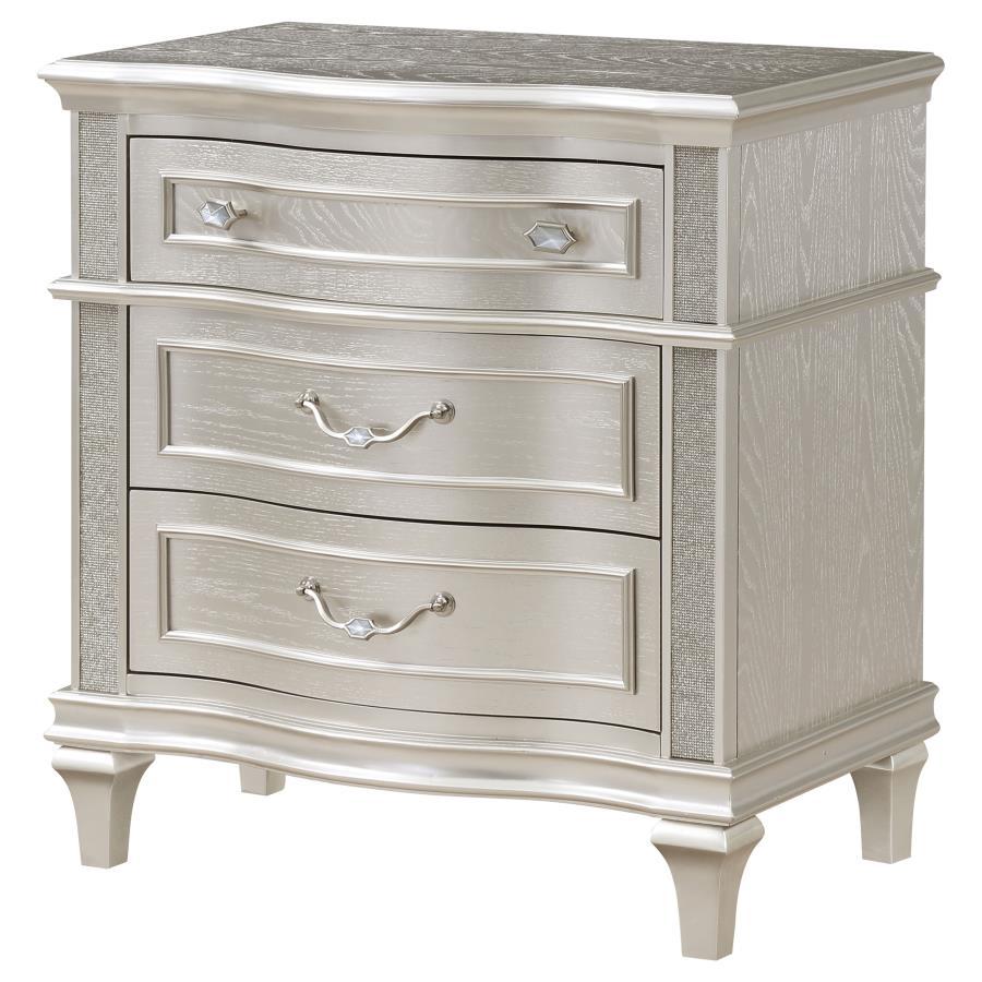Evangeline - 3-Drawer Nightstand - Silver Oak by CoasterElevations | Bel Furniture