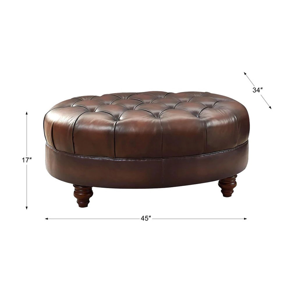 Newport - Leather Ottoman - Caramel by Hydeline Furniture | Bel Furniture