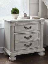Montelaine - Antique White - Three Drawer Night Stand by Benchcraft® | Bel Furniture