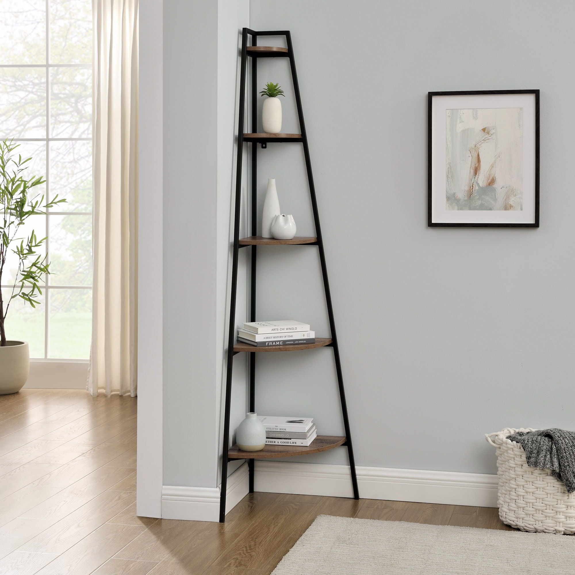 Modern Industrial Corner Bookshelf