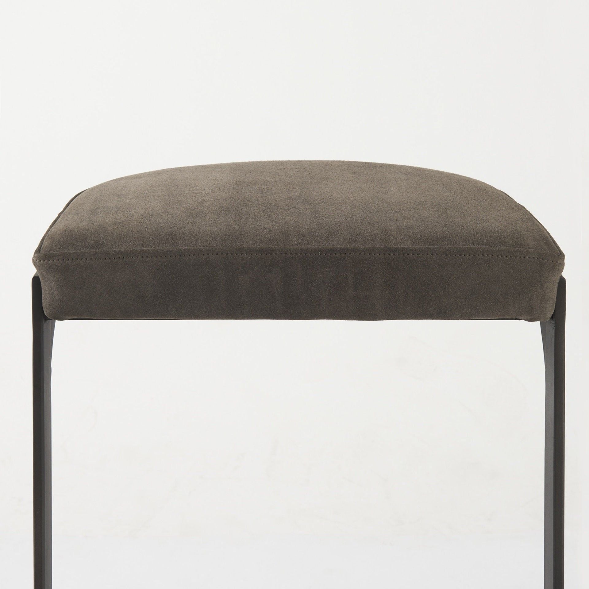 Leather And Iron Backless Bar Chair - Brown