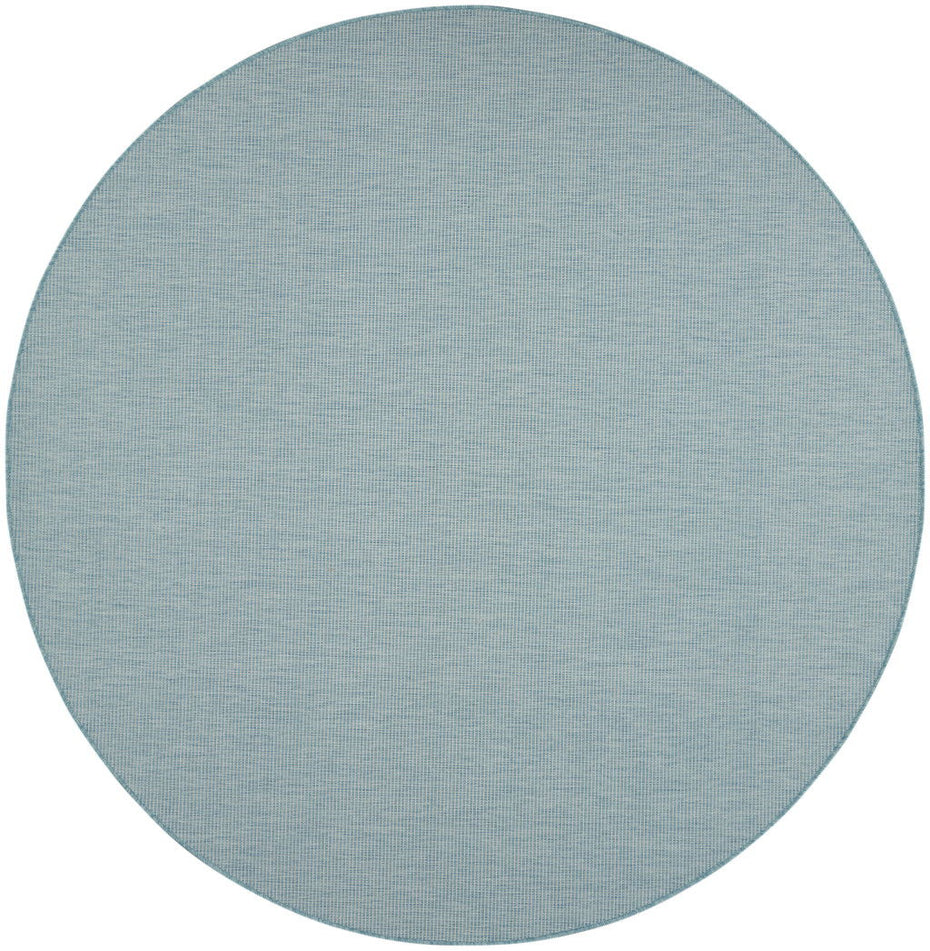 8' Round Power Loom Area Rug - Aqua