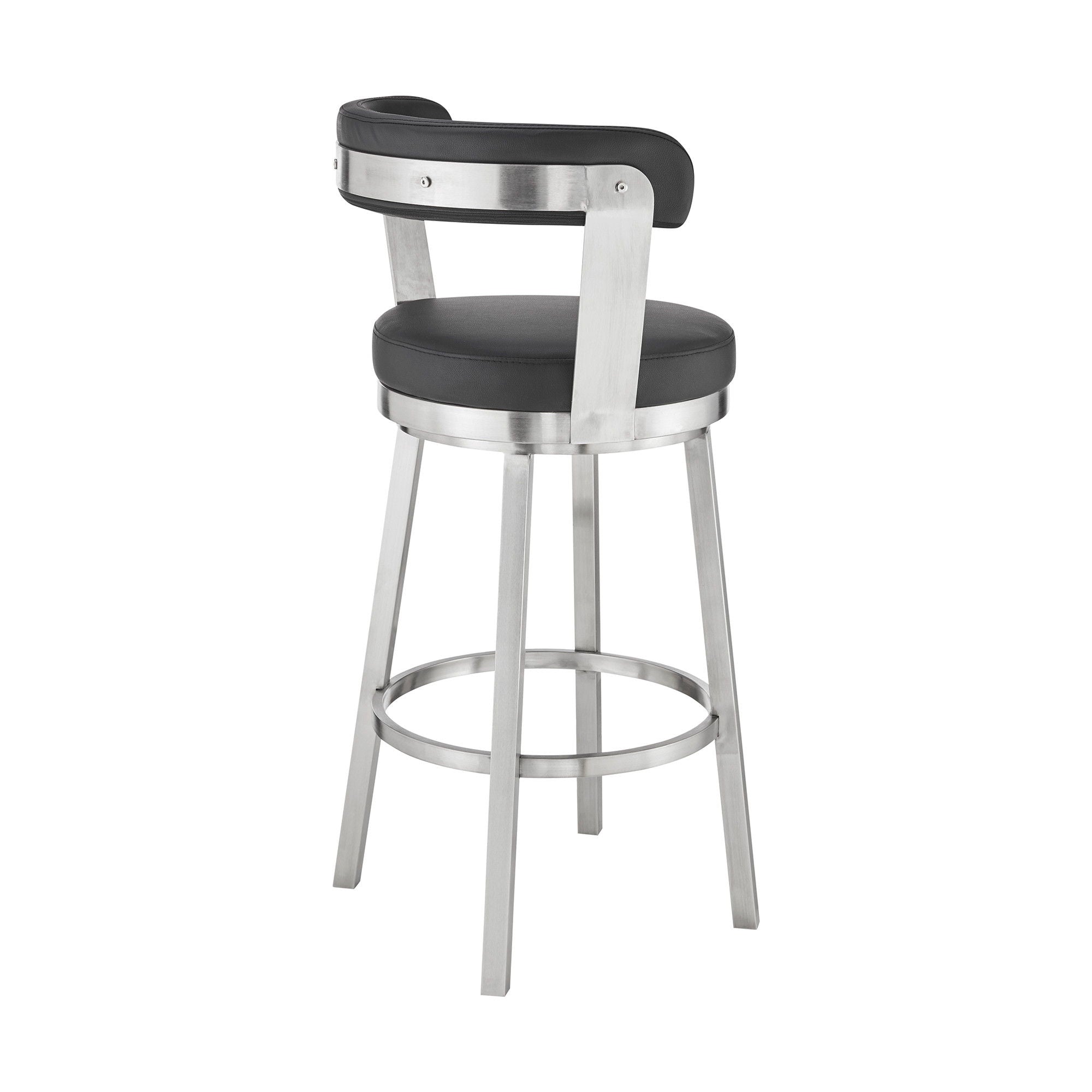 Swivel Backless Bar Height Bar Chair - Black / Silver