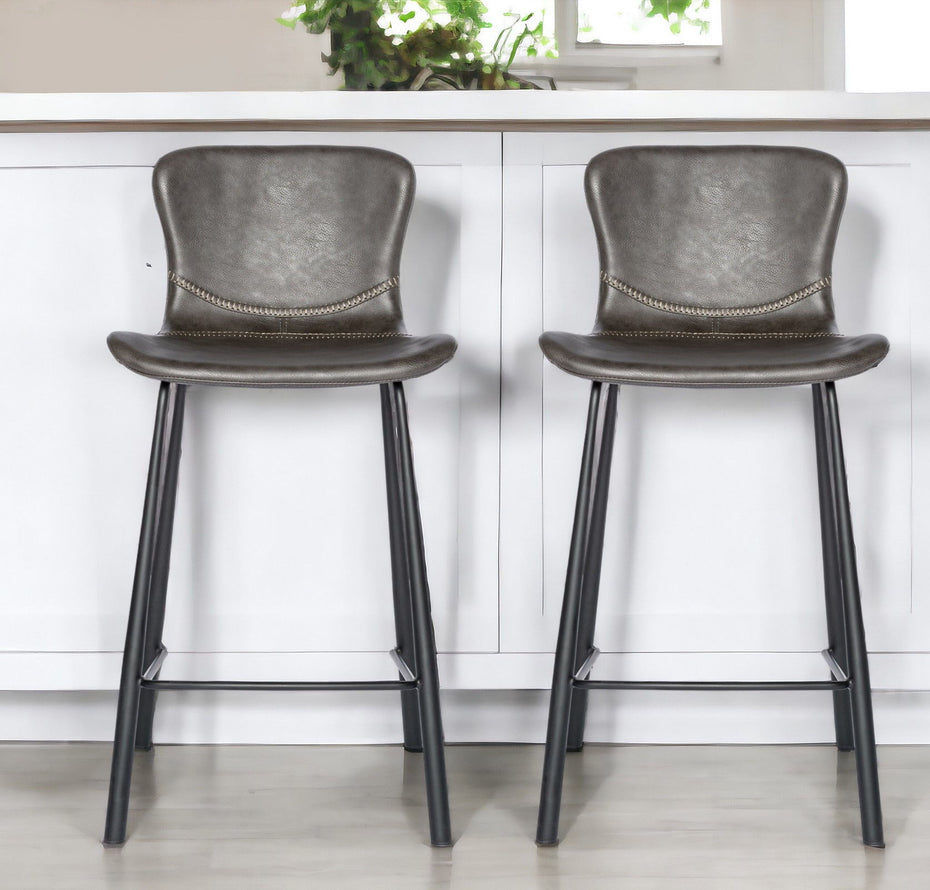 Steel Low Back Counter Height Bar Chairs (Set of 2) - Gray / Black