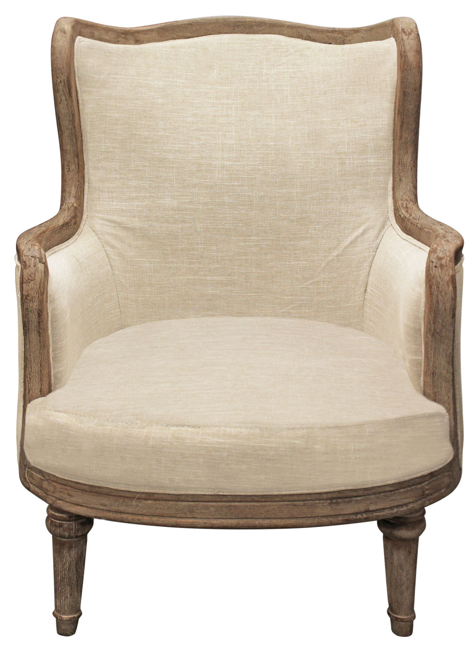 Linen And Natural Solid Color Arm Chair - Ivory