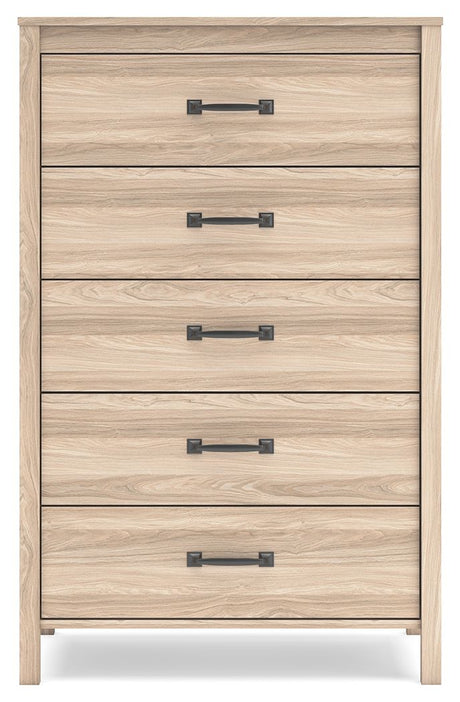 Battelle - Tan - Five Drawer Chest by Signature Design by Ashley® | Bel Furniture