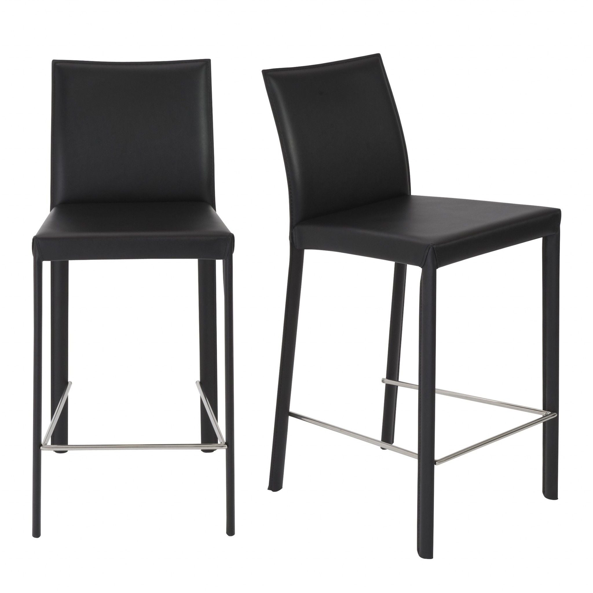 Low Back Counter Height Bar Chairs (Set of 2) - Black