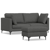 Ava - Mid Century Sofa With Ottoman Set Dark Gray 38"W x 76"D x 34"H by Simpli-Home | Bel Furniture