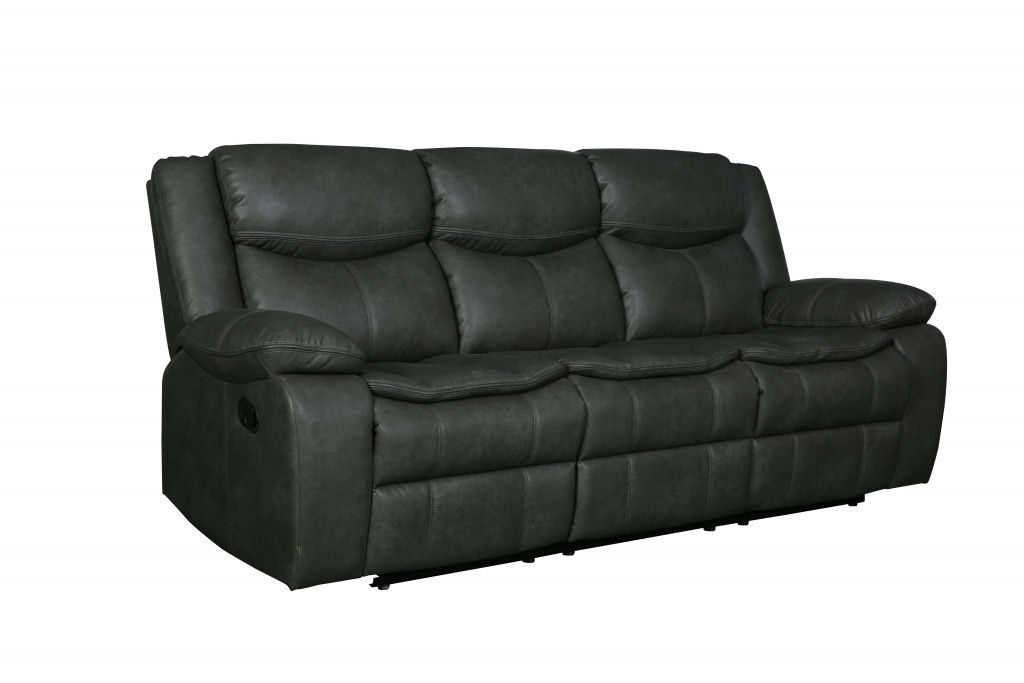 Italian Leather Sofa - Gray / Black