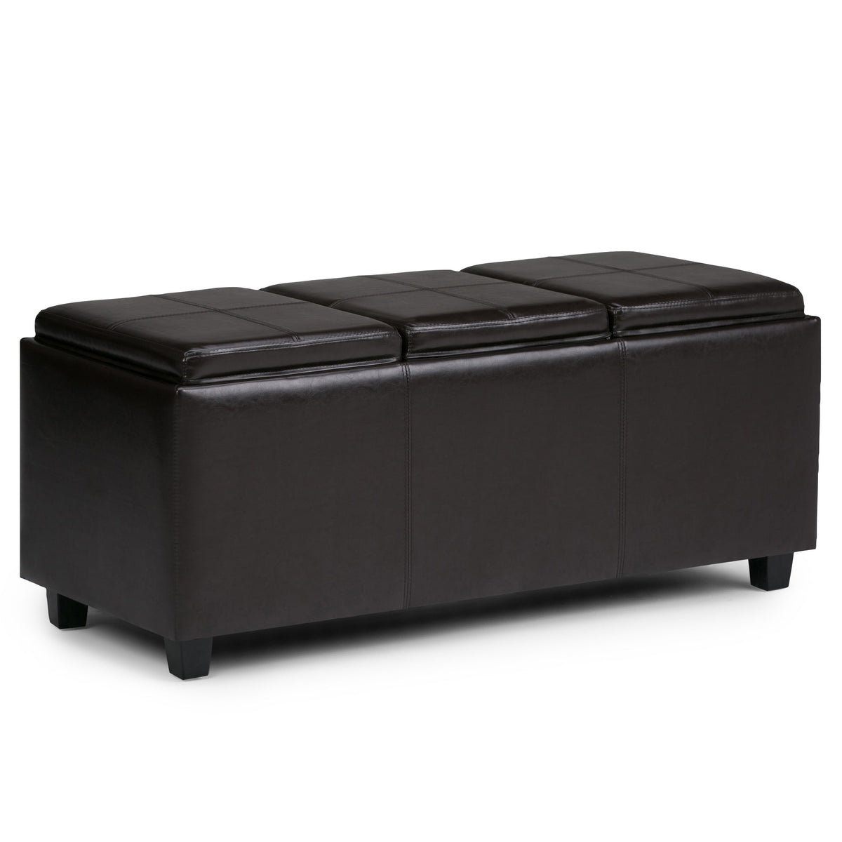 Avalon - Multi Functional Storage Ottoman Dark Brown Faux Leather by Simpli-Home | Bel Furniture