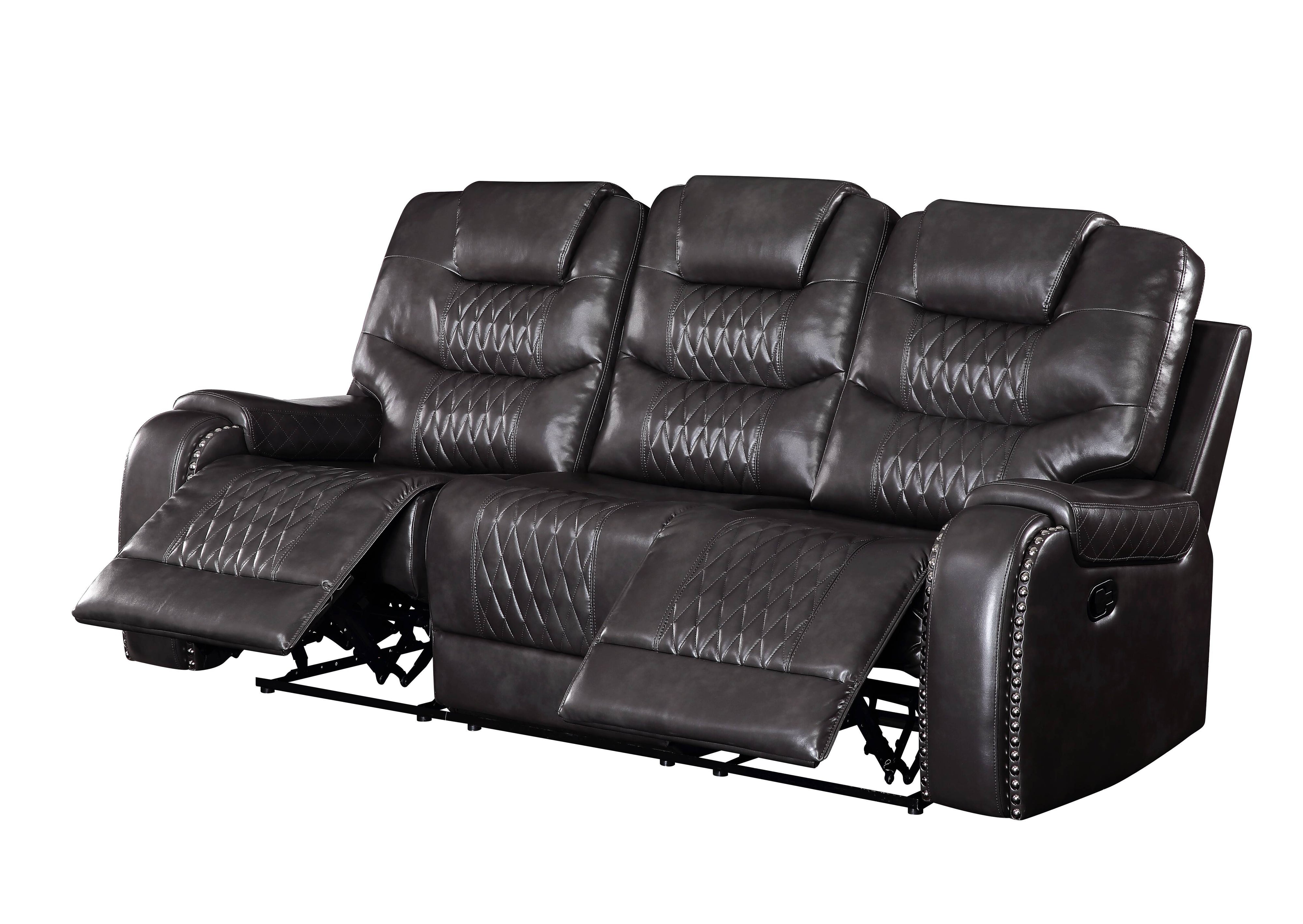 Braylon - Magnetite Synthetic Leather Manual Recliner Sofa - Brown