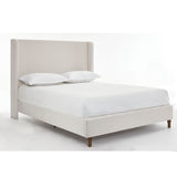 Hayden - King Size Upholstered Wingback Bed With And Tall 54" Headboard - Ivory