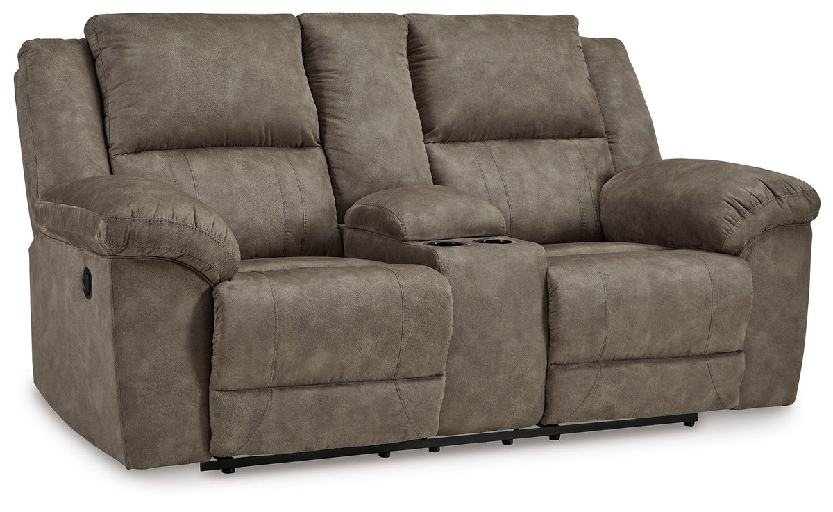 Laresview - Fossil - Dbl Reclining Loveseat with Console by Signature Design by Ashley® | Bel Furniture