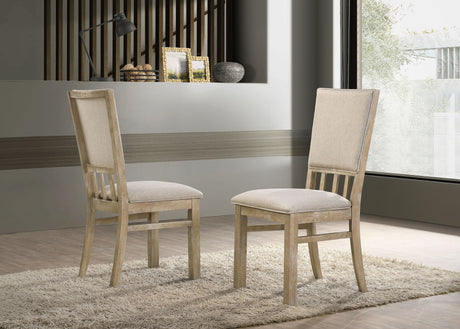 Brutus - Wide Contemporary Fabric Dining Chair (Set of 2) - Reclaimed Wheat by Lilola Home | Bel Furniture