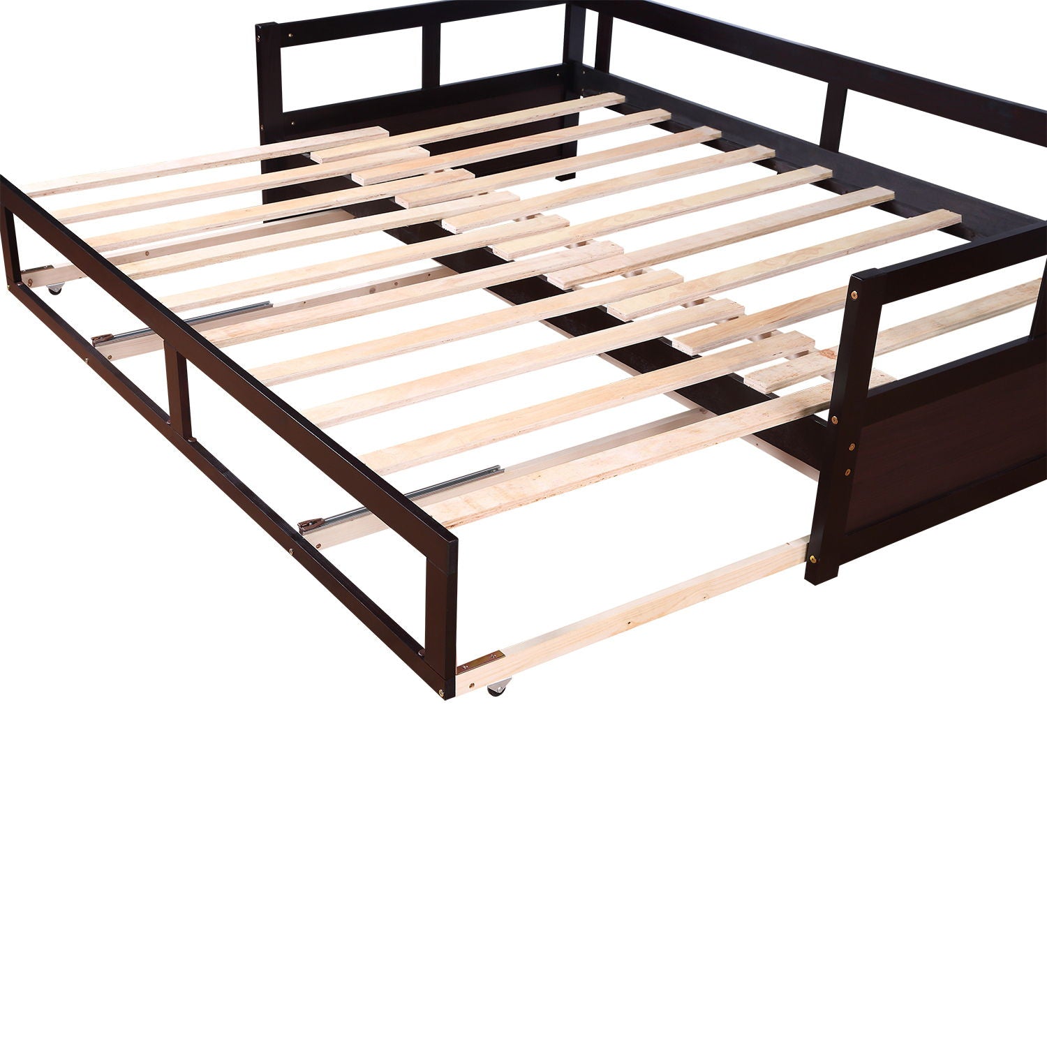 Wooden Daybed With Trundle Bed And Two Storage Drawers, Extendable Bed Daybed, Sofa Bed For Bedroom Living Room