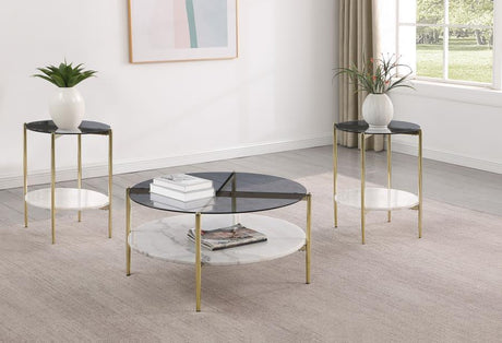 Jonelle - Round Coffee Table Set Gray 3 Pc. Coffee Table, 2 End Tables by Coaster Fine Furniture | Bel Furniture