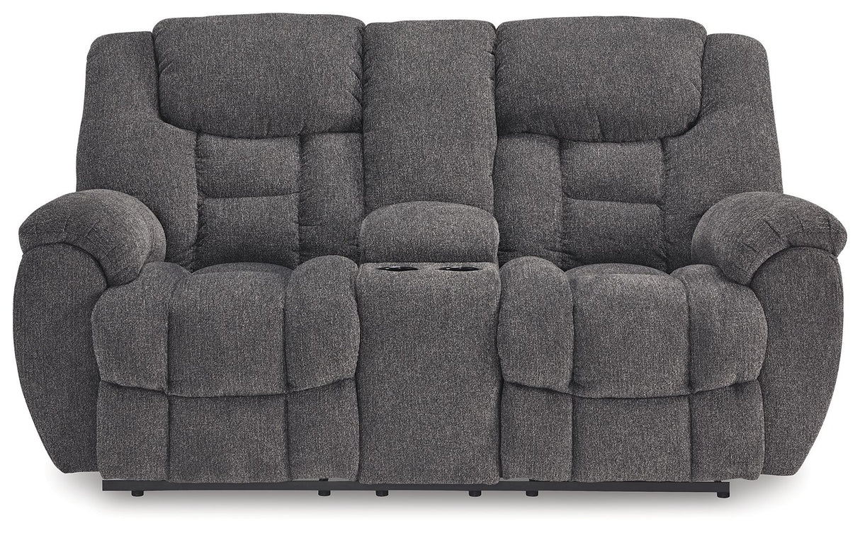 Foreside - Charcoal - Dbl Reclining Loveseat with Console by Signature Design by Ashley® | Bel Furniture