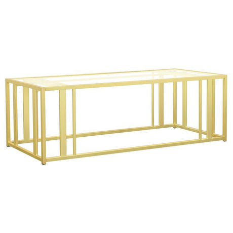 Adri - Rectangular Glass Top Coffee Table Gold by Coaster Fine Furniture | Bel Furniture