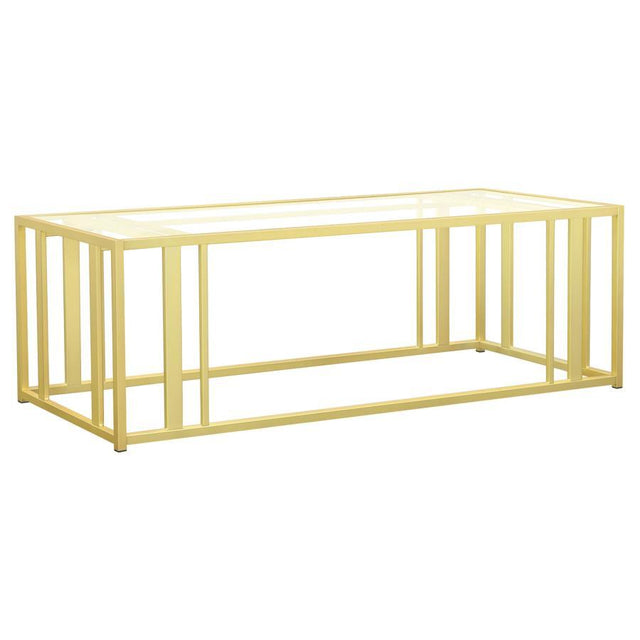 Adri - Rectangular Glass Top Coffee Table Gold by Coaster Fine Furniture | Bel Furniture