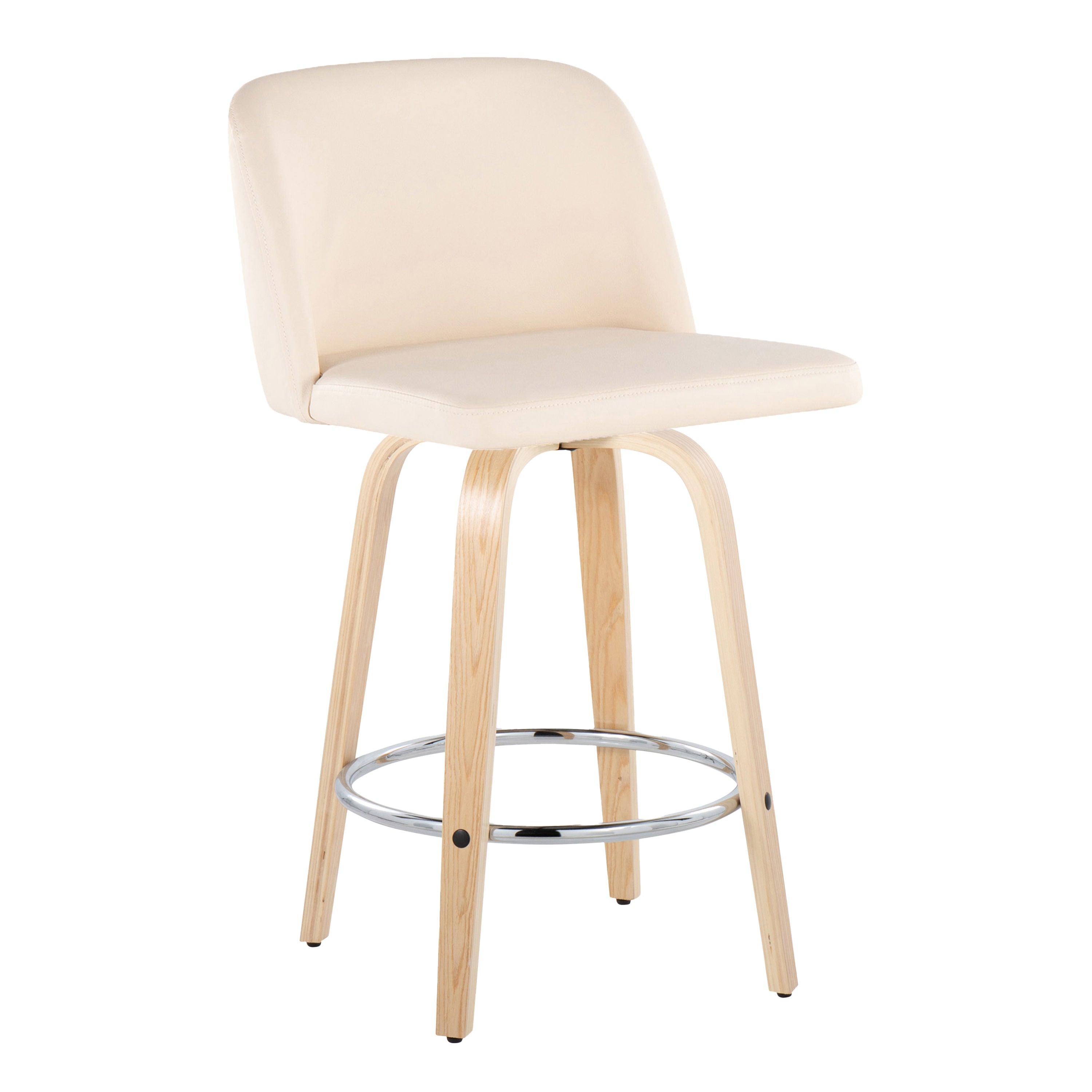 Toriano - Contemporary Fixed-Height Counter Stool With Swivel And Round Footrest (Set of 2)