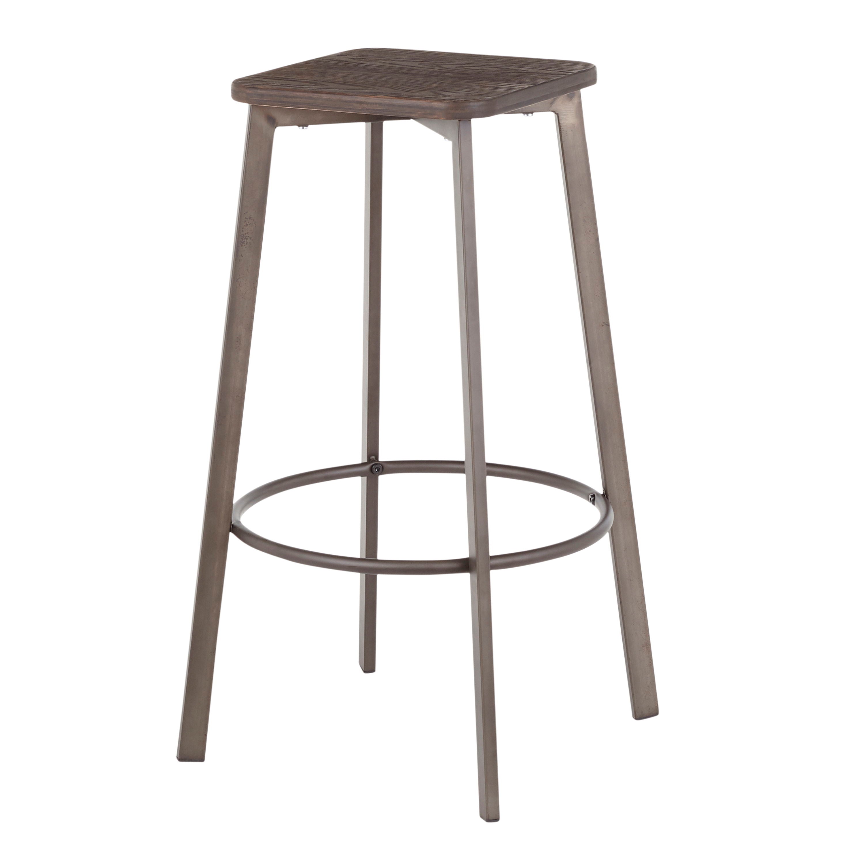 Clara - Industrial Square Barstool (Set of 2) - Espresso