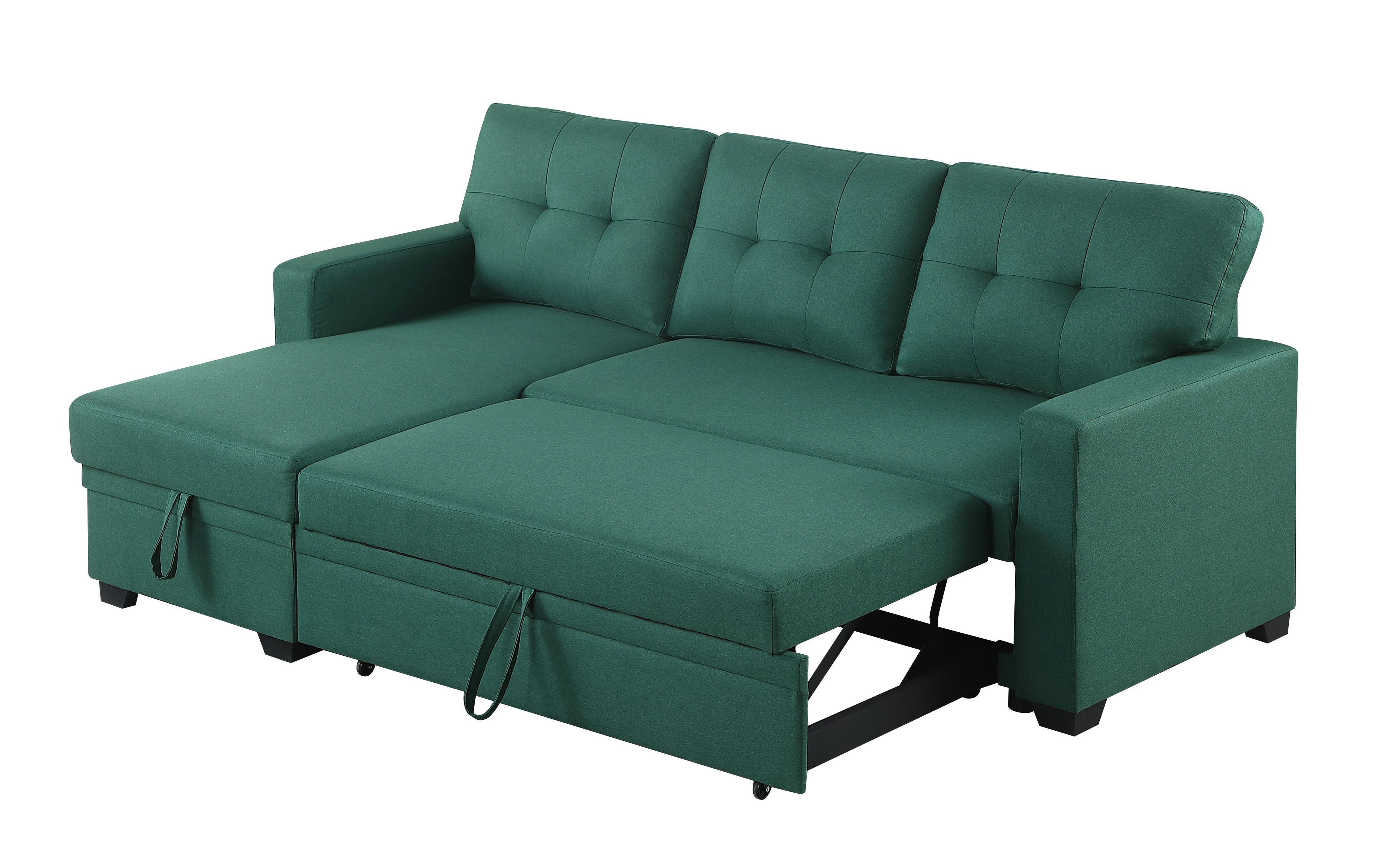 Upholstered Pull Out Sectional Sofa With Chaise