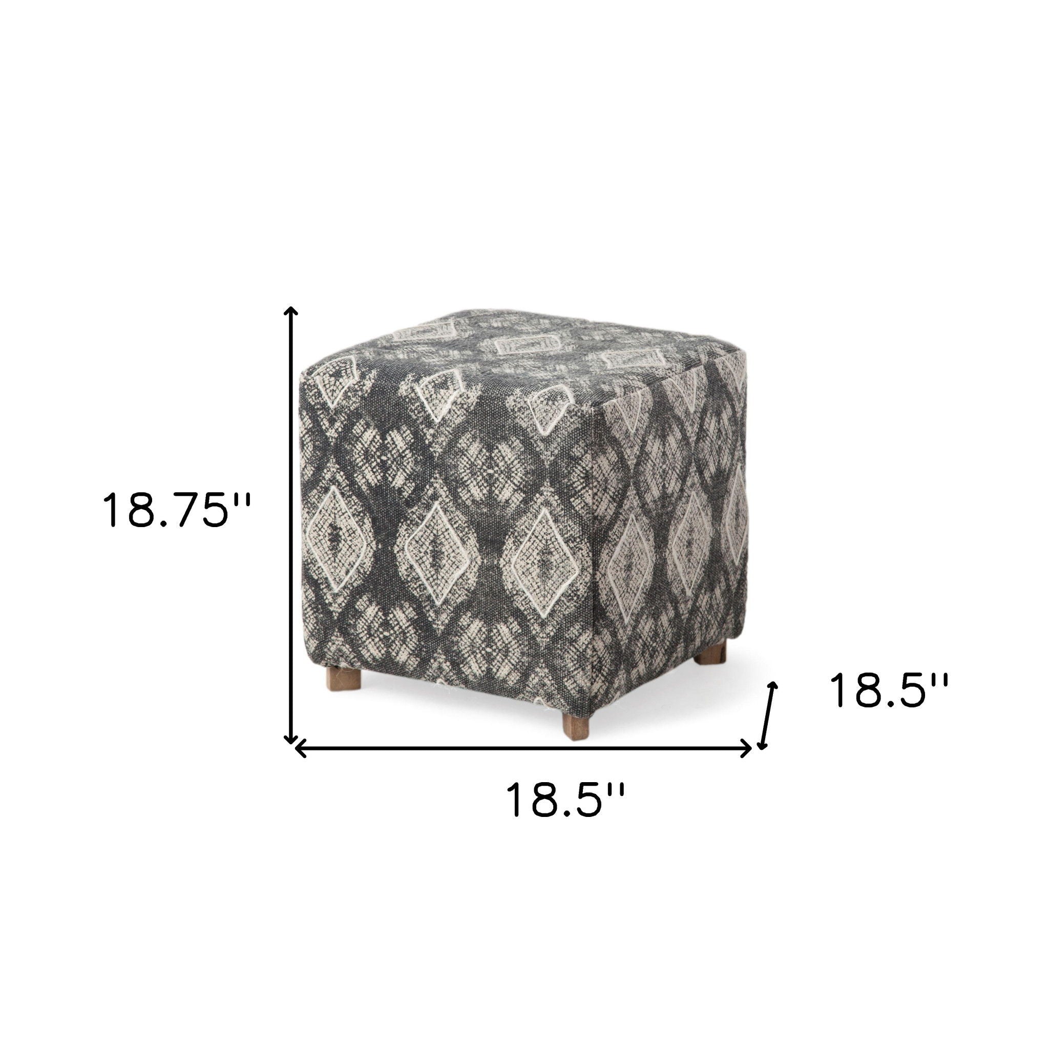 Cotton And Brown Cube Ottoman - Gray