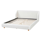 Modern Upholstered Bed Frame With Wingback Headboard
