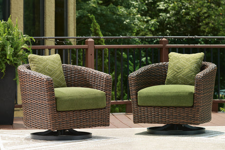 Horizon Hall - Swivel Lounge With Cushion - Brown / Green - view 5