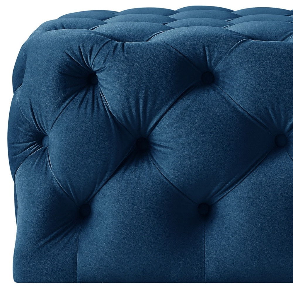 Velvet Rolling Tufted Cocktail Ottoman - Navy Blue