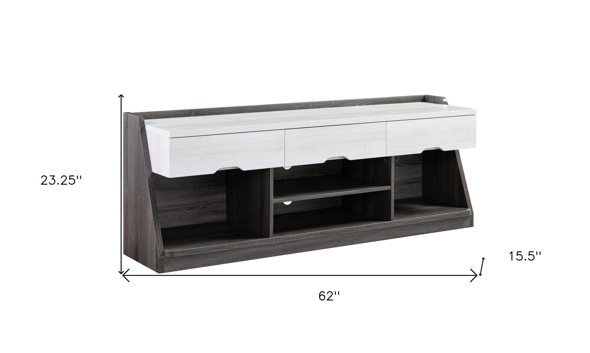 Particle Board Cabinetenclosed Storage TV Stand - White Oak / Distressed Gray