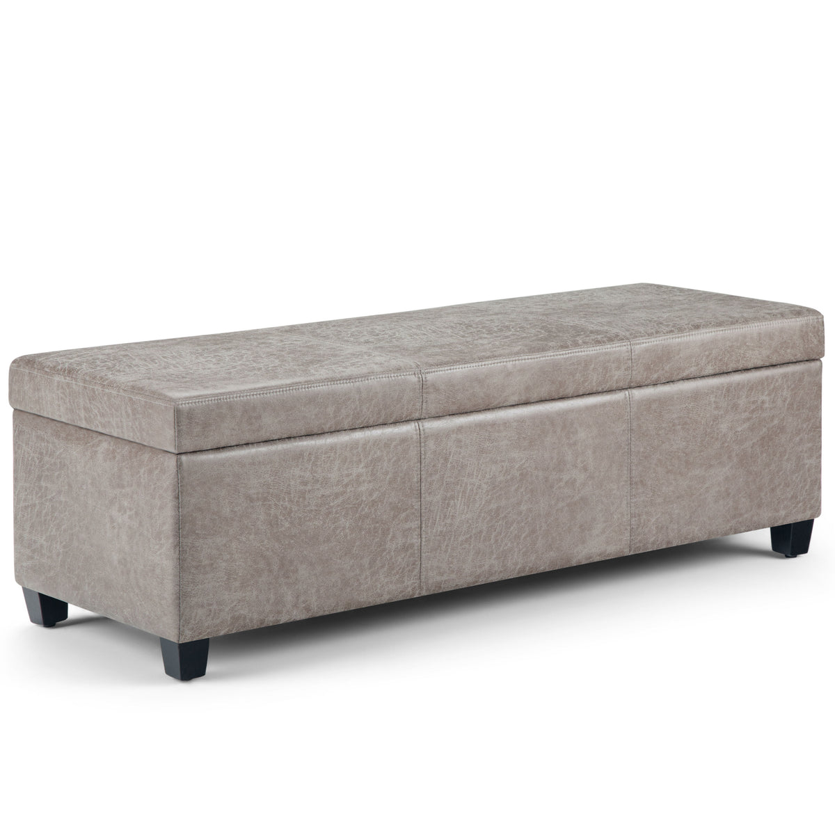 Avalon - Multifunctional Storage Ottoman Bench Pearl Silver 48.4"W x 18.1"D x 16.1"H Faux Leather by Simpli-Home | Bel Furniture